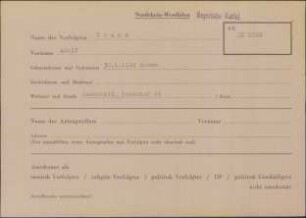 Eintrag in der Bundeszentralkartei (Teil des Testsamples): Frank, Adolf