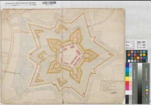 Vechta (Vechta) Zitadelle um 1700 90 rh. Ruten = 25,1 cm 47 x 61 kol. Zeichnung KSM Nr. 990