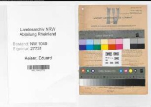 Entnazifizierung Eduard Keiser , geb. 20.11.1891 (Postinspektor)