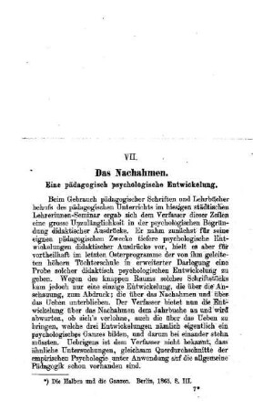 Das Nachahmen : eine pädagogisch psychologische Entwicklung