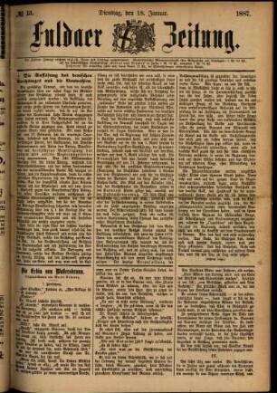 Ausgabe vom Dienstag, den 18. Januar 1887.