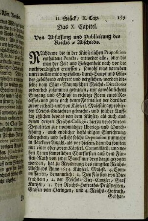 Das X. Capitel. Von Abfassung und Publicirung des Reichs-Abschieds.