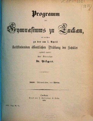 Programm : für das Schuljahr .... 1875/76