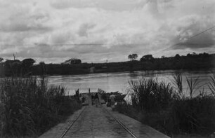 Kamerun, Fluss Sanaga, Wagenseilfähre, ca. 70 km nördlich von Yaoundé unterhalb der Nachtigallschnellen, um 1936