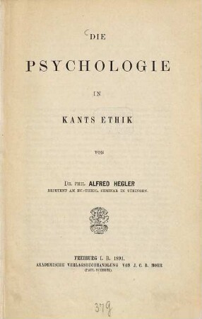 Die Psychologie in Kants Ethik