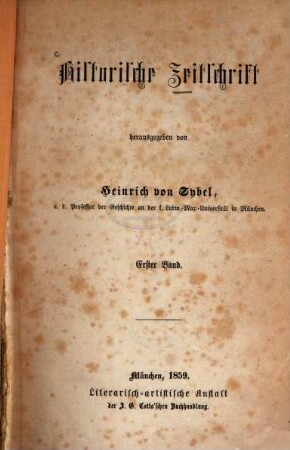 Historische Zeitschrift : HZ. 1. 1859
