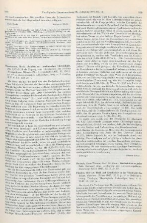 909-910 [Rezension] Horstmann, Maria, Studien zur markinischen Christologie