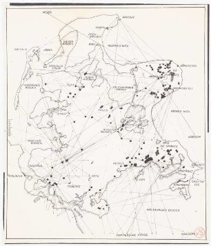 Hünengräber, Rügen: Lageplan mit Sichtachsen