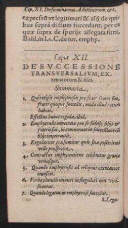 Caput XII. De Successione Transversalium, Extraneorum & fisci.
