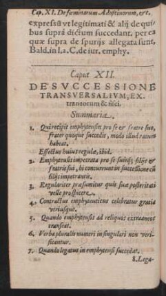 Caput XII. De Successione Transversalium, Extraneorum & fisci.
