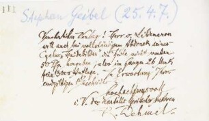 Brief an die Verlagsbuchhandlung Stephan Geibel