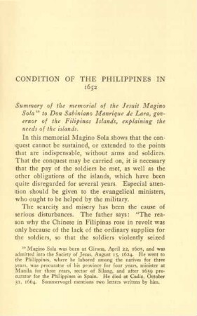 Condition of the Philippines in 1652