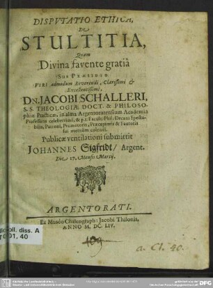Disputatio ethica de stultitia