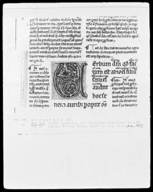 Die 12 kleinen Propheten mit Glosse — Initiale V(erbum domini quod), Folio 34recto