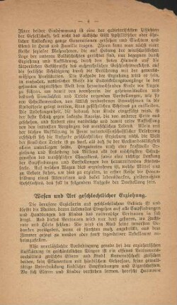Wesen und Art geschlechtlicher Erziehung