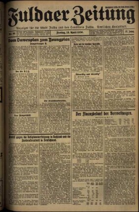 Erste Ausgabe vom Freitag, den 18. April 1930.