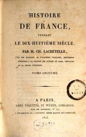 Histoire de France, pendant le dix-huitième siècle, 11