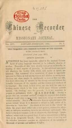 No. 1. January - Februrary, 1885