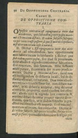 Caput II. De Oppositione Contraria.