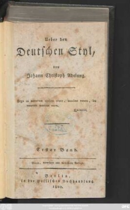 Bd. 1: Allgemeine Eigenschaften des Styles