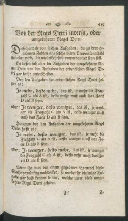 Von der Regel Detri inversa, ...