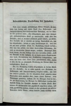 Uebersichtliche Darstellung des Inhaltes.