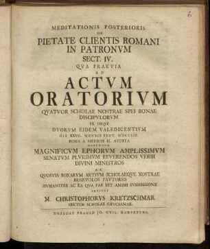 2,4: Meditationis Posterioris De Pietate Clientis Romani In Patronvm Sect. IV..