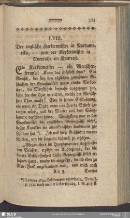 LVIII. Der englische Kerkermeister in Nordamerika, - und der Kerkermeister in Norwich: im Kontrast