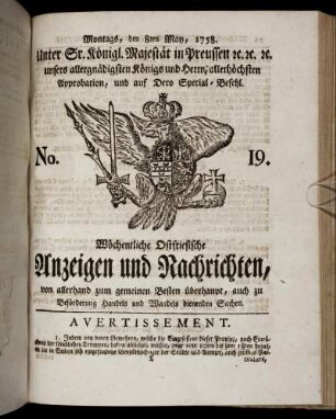 No. 19. Montags, den 8ten May, 1758.