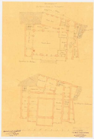 Haus Scholz, Breslau: Grundriss Souterrain, Erdgeschoss, Maßstabsleiste (Fuß)