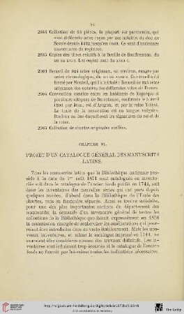 Chapitre VI: Projet d'un catalogue général des manuscrits latins