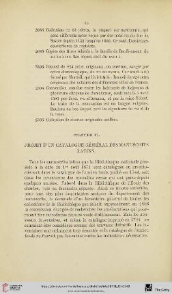 Chapitre VI: Projet d'un catalogue général des manuscrits latins