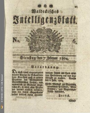 No. 6. Dienstag den 7 Februar 1804