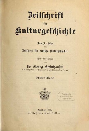 Zeitschrift für Kulturgeschichte. 3. 1896