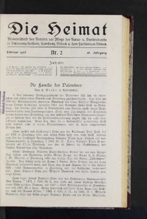 Februar 1926. Nr. 2. 36. Jahrgang.