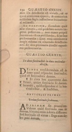 Quaestio CXXXIX. De dono fortitudinis in duos articulos divisa.