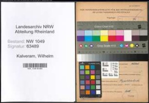 Entnazifizierung Wilhelm Kalveram , geb. 13.07.1900 (Schlosser)