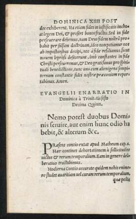 Evangelii Enarratio In Dominica a Trinitatis festo Decima Quinta.