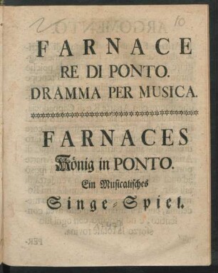 Farnace Re Di Ponto : Dramma Per Musica