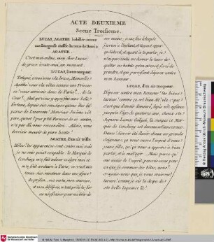 [Illustration und Text zu Voltaires "La Henriade" - 2. Akt, 3. Szene]
