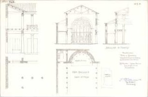 Eckert, Georg; München; Studienarbeiten - Römische Basilika nach Vitruv u. Basilika in Rom (Grundriss, Teilgrundriss, Schnitte)