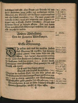 Andere Abtheilung. Von der Cometen Würckungen.