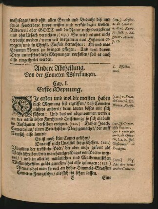 Andere Abtheilung. Von der Cometen Würckungen.