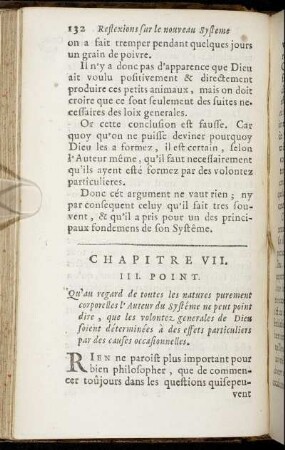 Chapitre VII. III. Point. Qu'au regard de toutes les natures purement corporelles l'Auteur du Systême ne peut point dire [...]