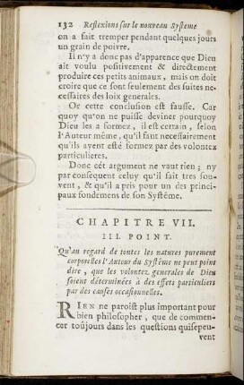 Chapitre VII. III. Point. Qu'au regard de toutes les natures purement corporelles l'Auteur du Systême ne peut point dire [...]