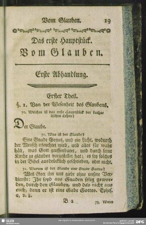 Das erste Hauptstück. Vom Glauben
