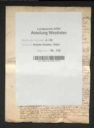 Fundation von 1030 Rtlr. für das Stift Geseke durch Maria Agnes Elisabeth v. Padberg.