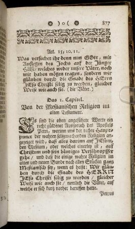 Das 1. Capitel. Von der Meßianischen Religion im alten Testament. - Das 3. Capitel. Die unterschiedlichen Periodi der Meßianischen Religion.