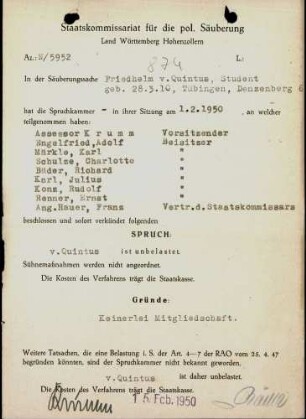 Quintus, Friedhelm von
