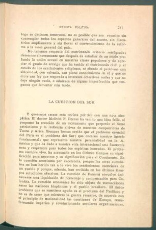 La cuestión del sur